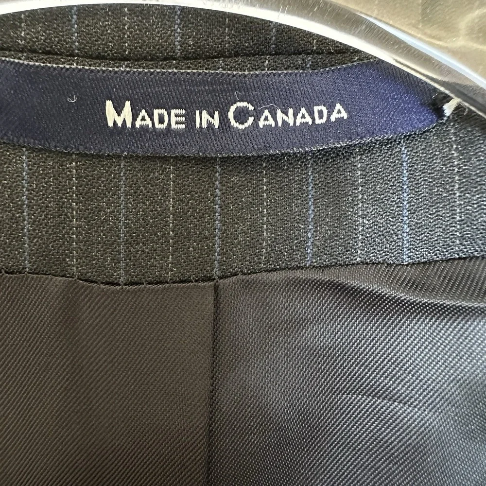 Chaps Ralph Lauren Blazer Sz‎ 44R Gray Pinstripe Wool Cashmere Two Button Jacket